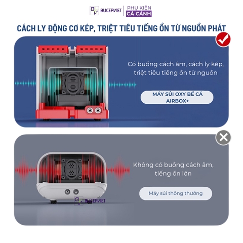 Máy sủi oxy AIRBOX+ cao cấp mẫu mới 2026, siêu êm, đẹp sang trọng cho bể cá