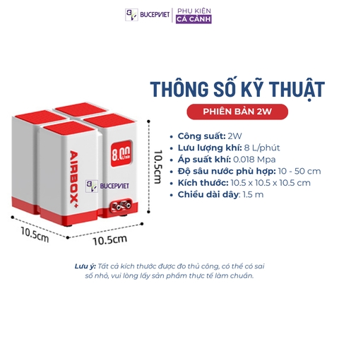 Máy sủi oxy AIRBOX+ cao cấp mẫu mới 2026, siêu êm, đẹp sang trọng cho bể cá