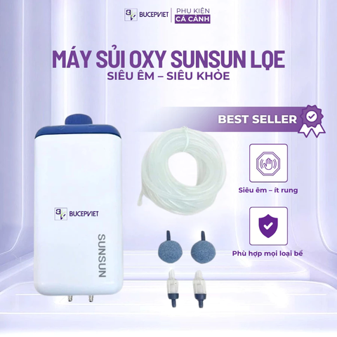 Máy sủi oxy Sunsun LQE 50/100/200/400 - Sủi khí siêu êm, chỉnh lưu lượng khí, tăng oxy cho hồ cá cảnh