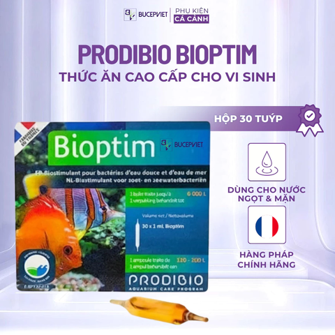 Thức ăn vi sinh Prodibio Bioptim hộp 30 tuýp - Bổ sung dinh dưỡng cho vi sinh, hỗ trợ xử lý NO3 PO4 hồ cá thủy sinh