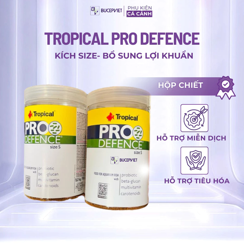 Thức ăn cá Tropical Pro Defence chiết 100g/300g/500g size S-M - Tăng size nhanh, tăng miễn dịch, hỗ trợ tiêu hóa với lợi khuẩn