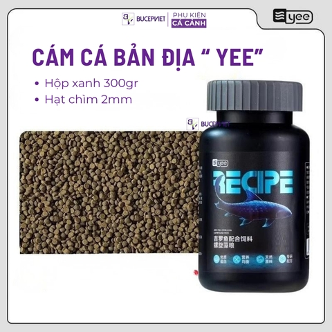 Cám cá bản địa Yee Recipe 300g hạt 2mm chính hãng - Hỗ trợ lên màu đỏ xanh, tăng size cá Blue Mahseer Pami