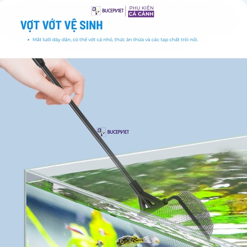 Bộ vệ sinh bể cá 3 trong 1 Aqua Smith tiện dụng nhẹ nhàng tích hợp cạo rêu bàn chải vớt rác.
