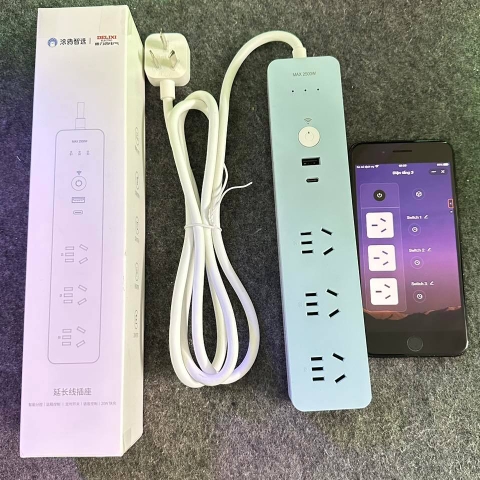 Ổ điện thông minh Wi-Fi hãng DELIXI, điều khiển qua app Tuya,hẹn giờ độc lập, cổng C 20W + 3 ổ 220V