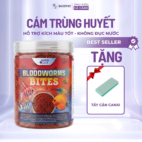 Cám trùng huyết AquaLux Blood Worm - Thức ăn cá cảnh lên màu nhanh, hạt chìm dần, dinh dưỡng cao tăng trưởng toàn diện