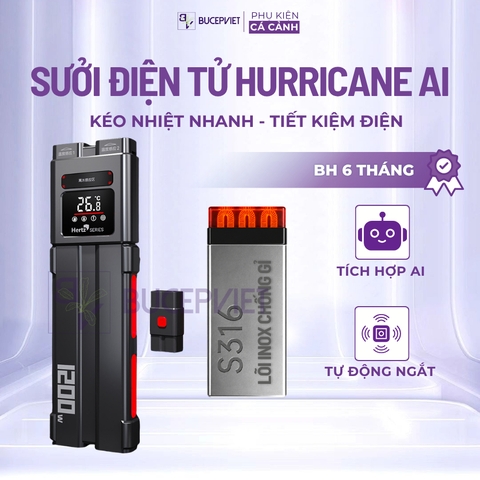 Sưởi bể cá điện tử HURRICANE AI KK-668- Tích hợp hệ thống AI kiểm soát nhiệt độ tự ngắt khi cạn nước