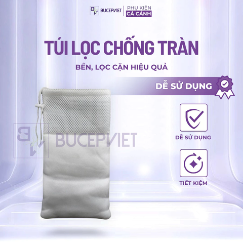 Túi lọc chống tràn bể cá lót bông 18x39cm/18x48cm - Lọc cặn hiệu quả, giữ phân tốt, có lưới chống tràn, dễ vệ sinh