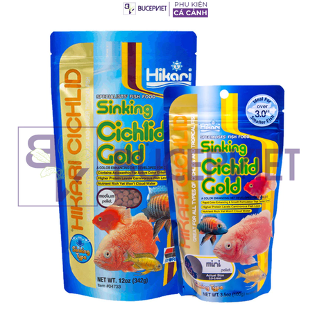 Thức ăn cá Ali Hikari Sinking Cichlid Gold 342g - Tăng màu phát triển body viên chìm không đục nước cho cá Cichlid
