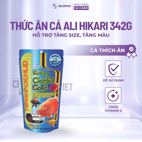 Thức ăn cá Ali Hikari Sinking Cichlid Gold 342g - Tăng màu phát triển body viên chìm không đục nước cho cá Cichlid