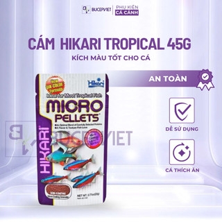 Cám cá thủy sinh Hikari Tropical Micro Pellets 45g - Tăng màu cá neon, hạt nổi chìm chậm, giàu dinh dưỡng