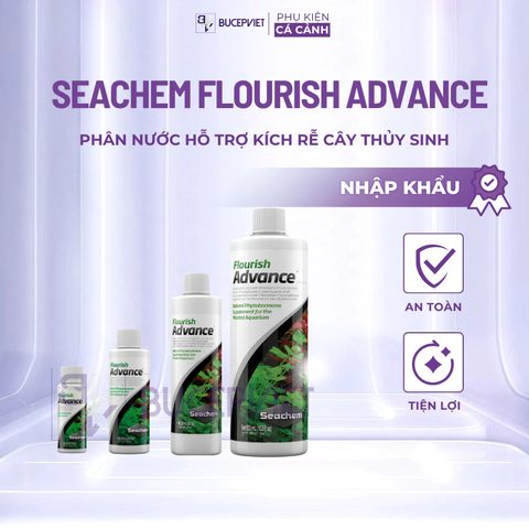 Phân nước Seachem Flourish Advance 100-500ml - Kích rễ dễ dàng, tăng hấp thụ dinh dưỡng, hỗ trợ phát triển cây thủy sinh bể cá cảnh