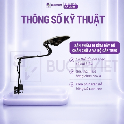 Đèn UFO Aquatic WRGB 80W - Đèn LED WRGB toàn phổ điều khiển App, tăng màu cá, hỗ trợ cây thủy sinh