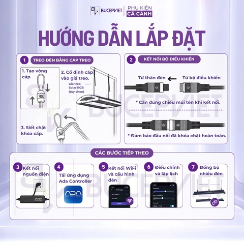 Đèn LED Solar RGB II ADA 180W - Đèn WRGB toàn phổ điều khiển App, tăng màu cây thủy sinh bể cá cảnh