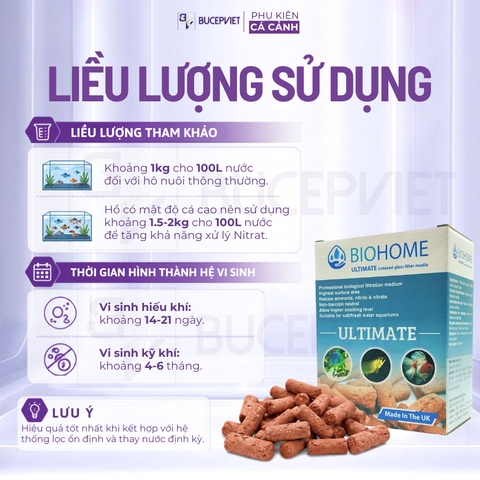 Vật liệu lọc Biohome Ultimate 2.5kg - Hỗ trợ xử lý Amoniac NO2 NO3, tăng hệ vi sinh cho hồ cá Koi