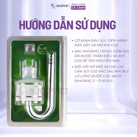Đầu sủi CO2 Mufan inox - Sủi siêu mịn, tăng hòa tan CO2, gốm sủi thay thế cho hồ thủy sinh