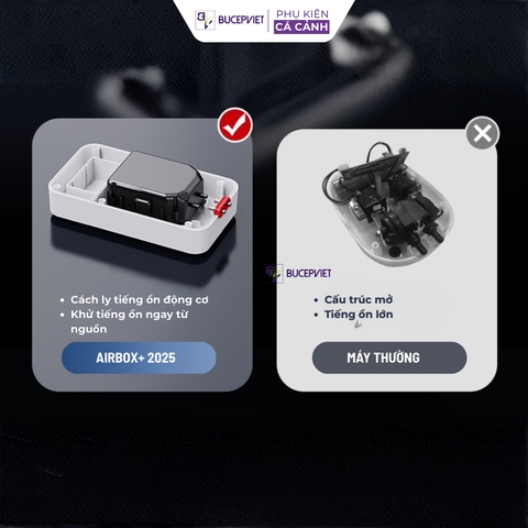 Máy sủi oxy tích điện AirBox+ Aqua Smith - IPX6 chống nước, tích điện lâu, siêu êm, tự động chạy khi mất điện, thẩm mỹ.