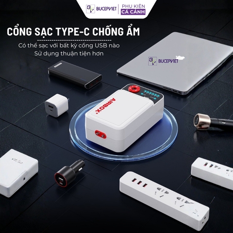 Máy sủi oxy tích điện AirBox+ Aqua Smith - IPX6 chống nước, tích điện lâu, siêu êm, tự động chạy khi mất điện, thẩm mỹ.