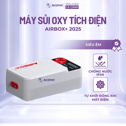 Máy sủi oxy tích điện AirBox+ Aqua Smith - IPX6 chống nước, tích điện lâu, siêu êm, tự động chạy khi mất điện, thẩm mỹ.