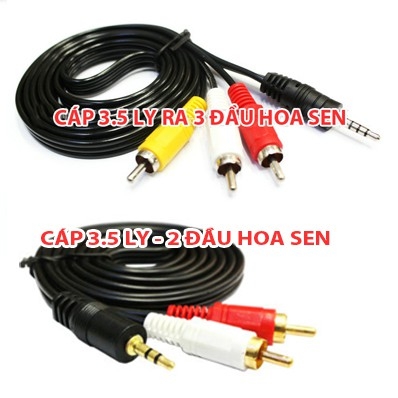 Cáp AV 1 ra 2, 1 ra 3, 3 ra 3 - Giắc audio video đầu 3.5 ly ra 2 đầu 3 đầu hoa sen 1.5m 10m (TVbox)