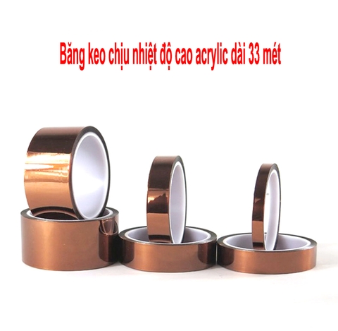 Băng keo chịu nhiệt độ cao - băng PET  acrylic dài 33 mét - băng cách nhiệt pin lithium chống tĩnh điện