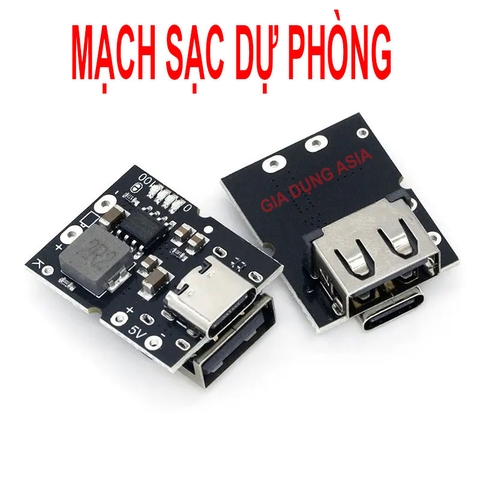 Mạch sạc dự phòng 2 cổng TypeC và USB 2.0 Type A  dòng sạc 2A-5V (USB-C + USB-A)
