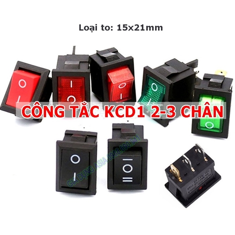 Công tắc rocker KCD1 6A 250V 15x21mm