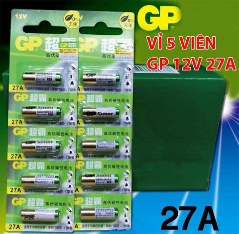 Vỉ 5 viên pin GP Speedmaster 27A-12V thiết bị chống trộm, chuông cửa, cửa cuốn, điều khiển từ xa