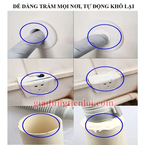 Đất Sét Xi Măng Dẻo, Keo bịt lỗ đi ống máy điều hòa, bịt lỗ chuột, chống thấm dột