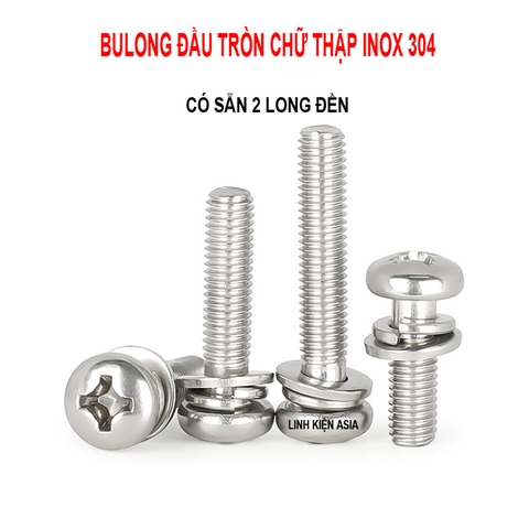 Bulong dài ĐẦU TRÒN chữ thập có sẵn 2 long đền