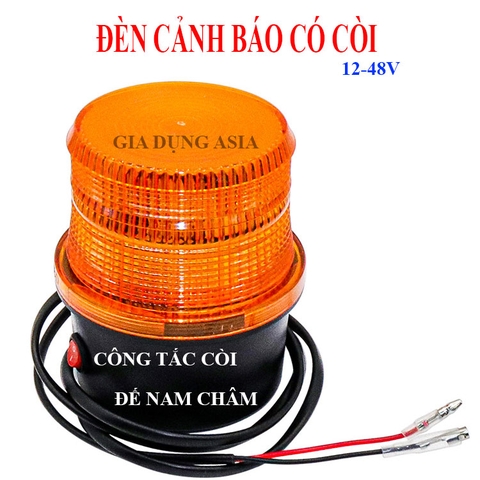 Đèn Cảnh Báo Led Chớp Kèm Còi Báo 12-48V – đế có nam châm