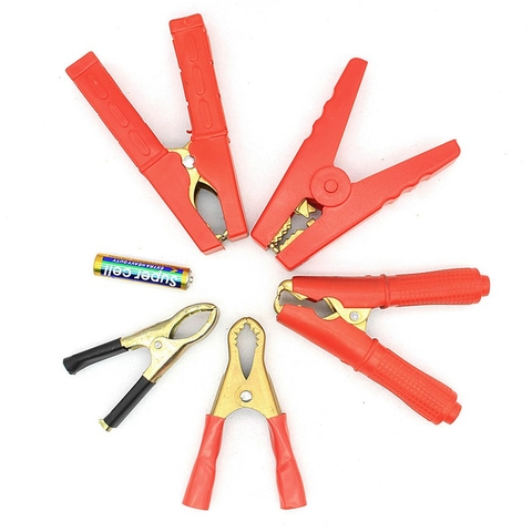 Một cặp đầu kẹp bình ắc quy - kẹp cá sấu to 8cm - 9cm (1 Đỏ - 1 Đen)