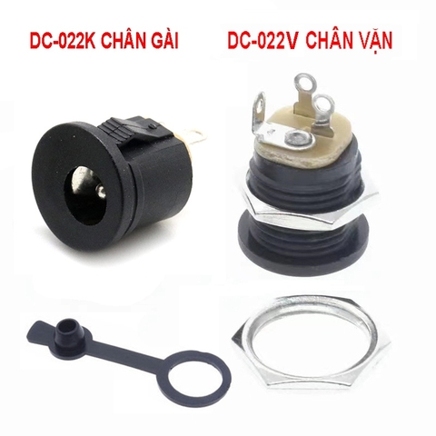 Combo 5 Giắc cái DC-022K DC-022V chân gài và vặn ốc 5.5x2.1mm có cao su chống nước