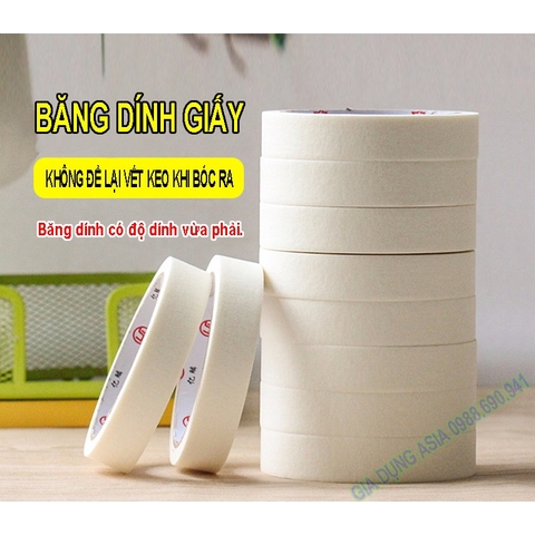 Băng keo giấy - băng dính giấy ghi chú, cố định, dán viền tranh vẽ