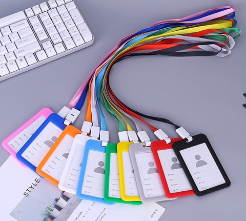 Bao thẻ DỌC + dây đeo bảng tên sinh viên – nhân viên văn phòng (10 màu sắc)