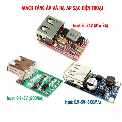 Mạch sạc điện thoại đầu vào (0.9~5V) hoặc (6V-24V)  đầu ra USB 5V