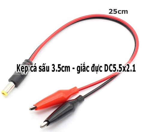 Dây nguồn giắc DC5.5x2.1 đực cái - kẹp cá sấu 3.5cm