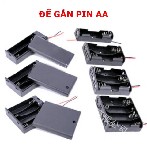 Đế gắn pin AA - khay đựng pin nối tiếp có dây đế lò xo gắn pin AA