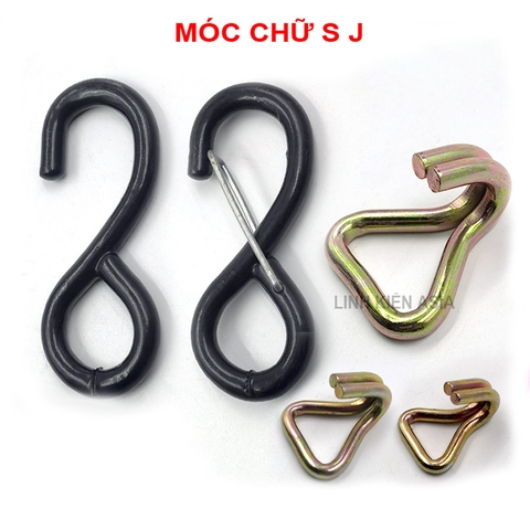Móc kim loại chữ S J gắn dây buộc hàng hóa thép dày chắc chắn