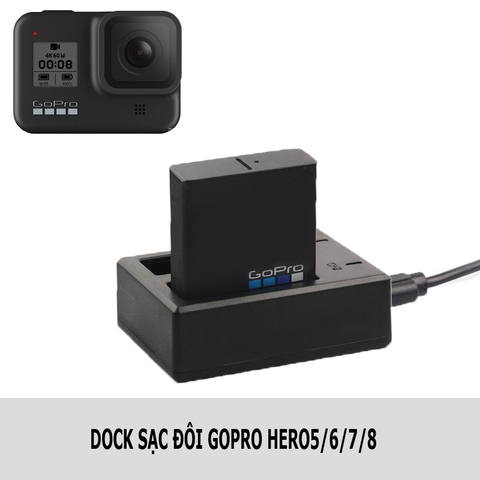 Pin sạc Gopro 5/6/7/8 - dock sạc đôi Gopro tiện lợi