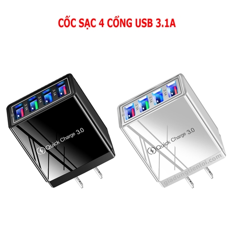Cốc Sạc 2 cổng USB 5V 1A và 2A - sạc đồng thời 2 thiết bị
