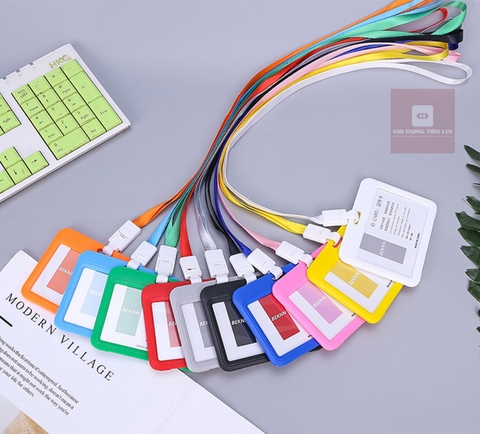 Bao thẻ NGANG + dây đeo bảng tên sinh viên – nhân viên văn phòng (10 màu sắc)