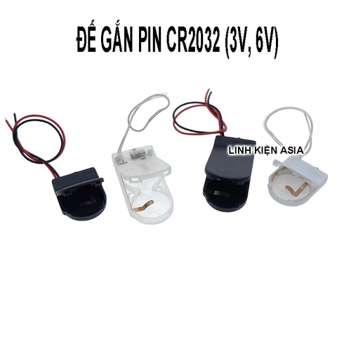 Combo 5 Đế nhựa gắn pin nút có công tắc CR2032 có dây và nắp đậy, hộp đựng pin cút áo