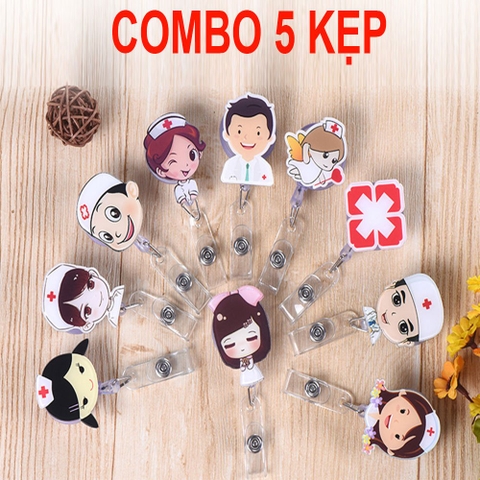 Combo 5 Kẹp thẻ đeo bảng tên Bác sĩ, Điều Dưỡng, Dược sỹ, y tế