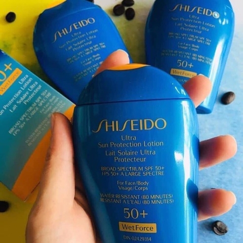 Kem chống nắng shiseido wetforce 50+ ultra sun protection lotion face và body 150m;l