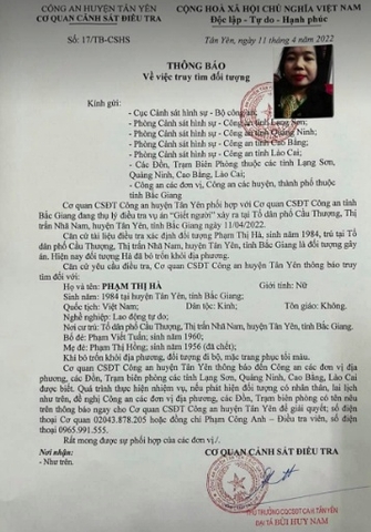 Truy tìm “nữ quái” sát hại chủ shop quần áo tại Bắc Giang