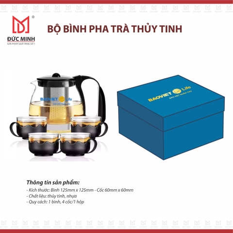 Bộ bình pha trà thủy tinh
