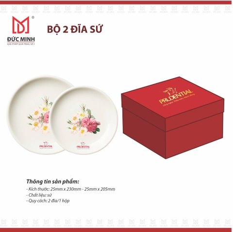 Bộ 2 đĩa sứ tròn