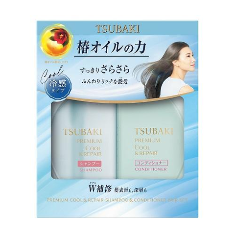 Bộ Dầu gội xả TSUBAKI Camellia Cool Wash (Shampoo 490ml + Conditioner 490ml)