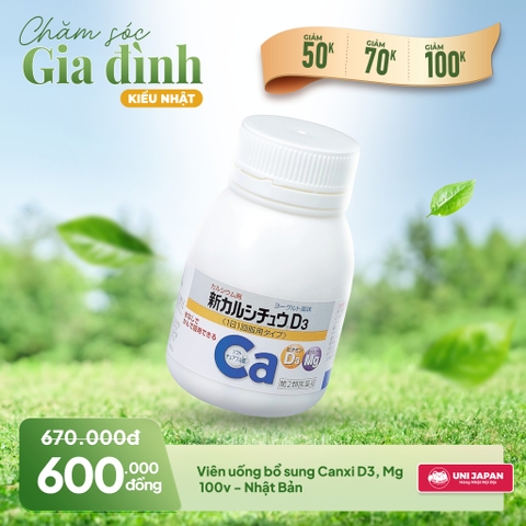 Viên uống bổ sung Canxi D3 , Mg 100v - Nhật Bản