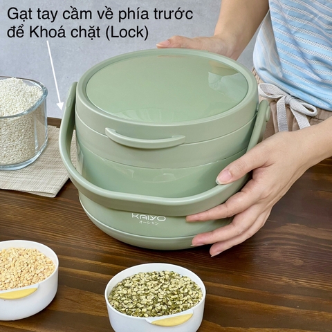Nồi ủ chân không Kaiyo màu xanh-mint green, dung tích 3,0 lít
